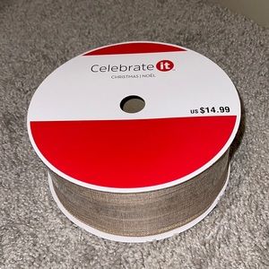 Celebrate it Tan light brown Wired Ribbon 2.5 in